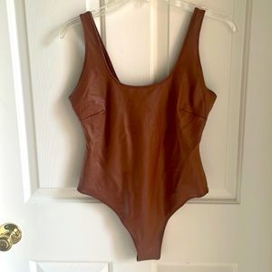 BNWT Medium SKIMS Faux Leather Copper Bodysuit